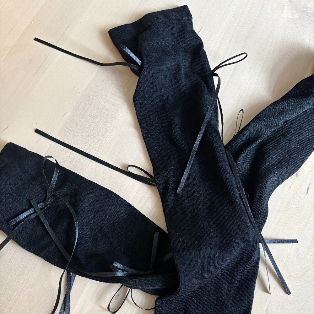 Black socks with ribbons (two pairs, NEW)